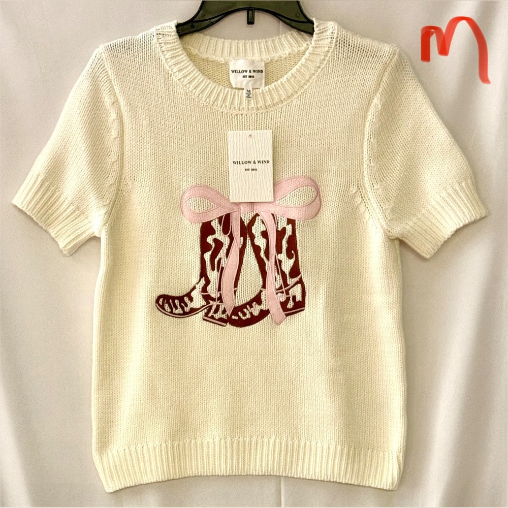 Willow & Ivory Cream Sweater with Pink and Brown Design